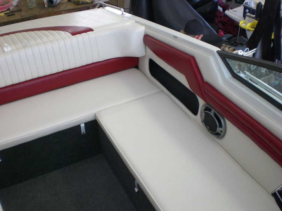 Reupholstered Red And White Boat Seats Kirkham Upholstery